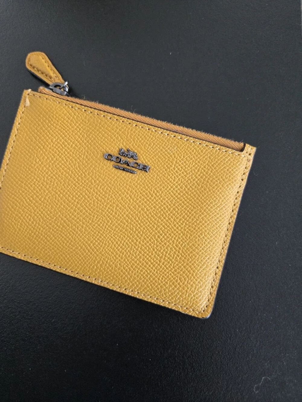 Coach Mustard Yellow Leather Zip Card Wallet